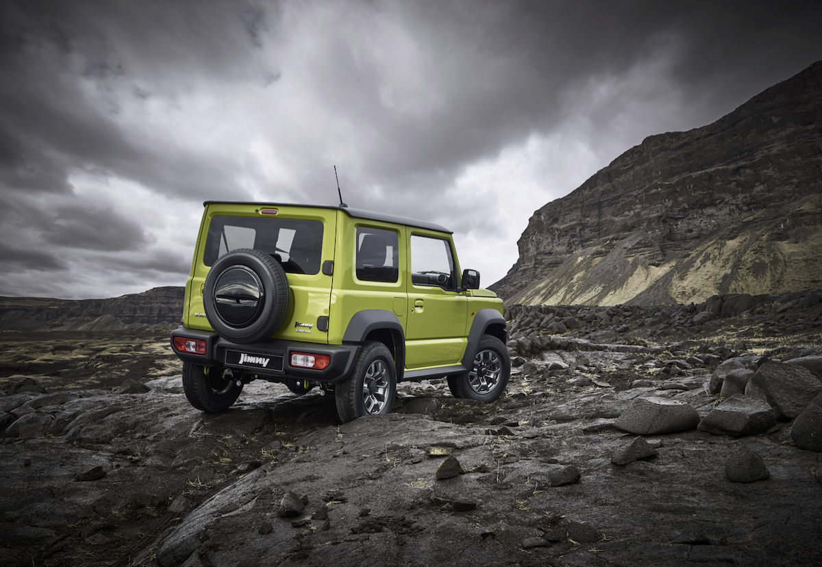 Back view of a Suzuki Jimny offroad